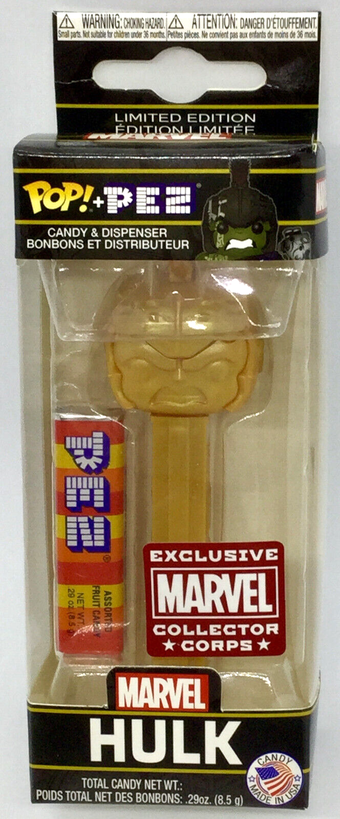 Hulk Marvel Gold Funko Pop Pez Marvel Collector Corps Exclusive 2020 Vaulted