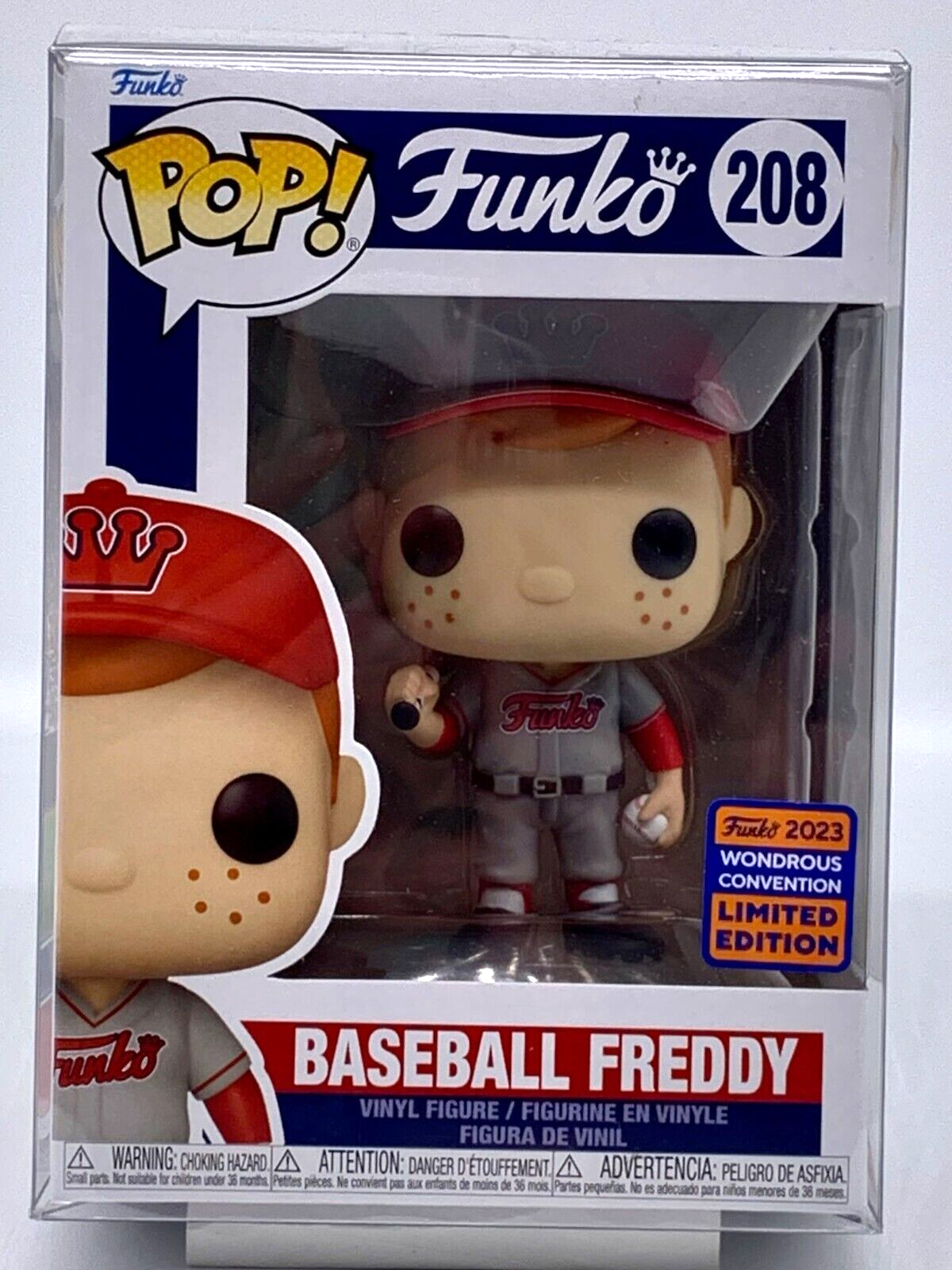Baseball Freddy Pop #208 Funko Wondrous Convention 2023 Lmtd Edition Protector