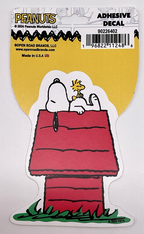 Peanuts Snoopy & Woodstock on Doghouse Vinyl Adhesive Decal 3 1/4 Inch Decal