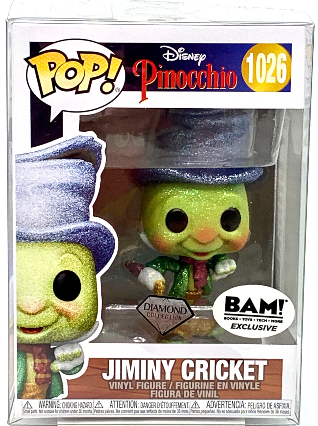 Jiminy Cricket Pop #1026 Disney Pinocchio Diamond Collection Funko Pop Protector