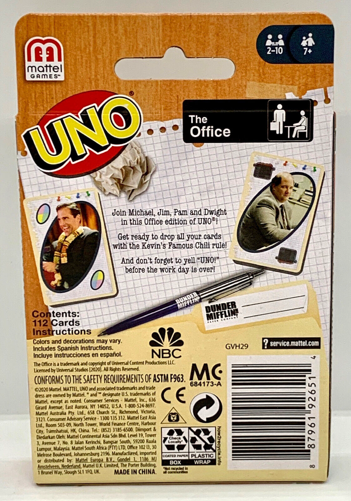 UNO Card Game The Office Edition Mattel Family Fun Card Game The Office
