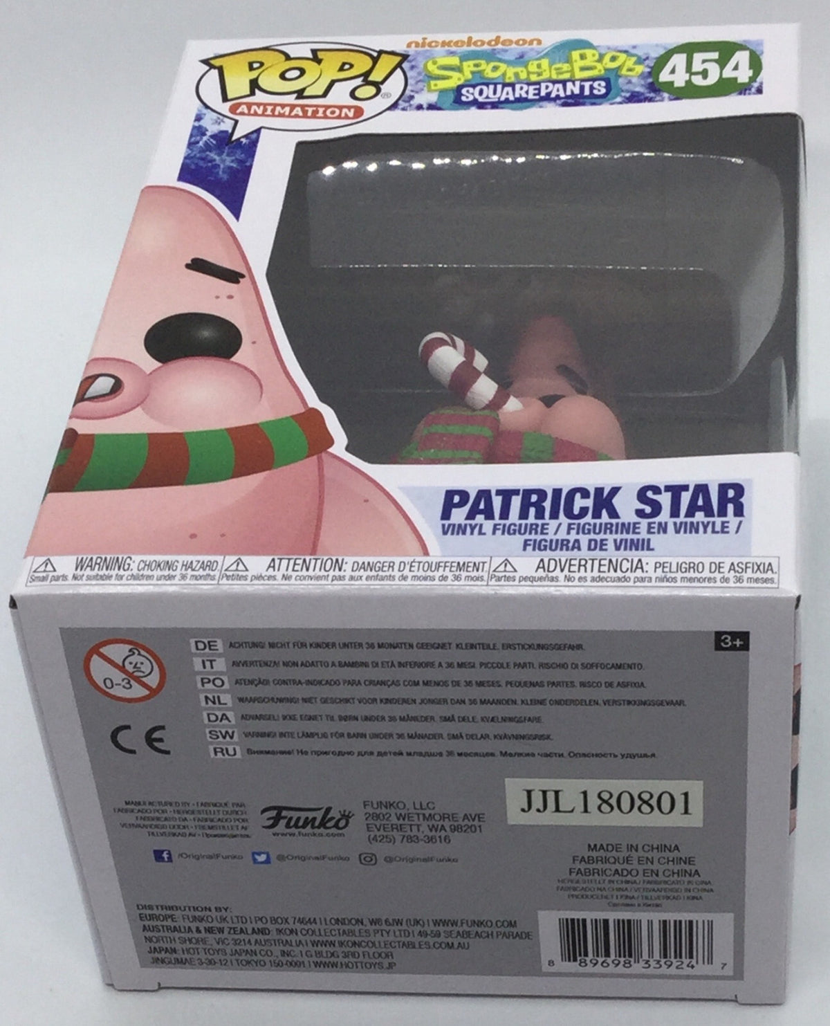 Patrick Star Pop #454 with Candy Cane Holiday Funko Pop 2018