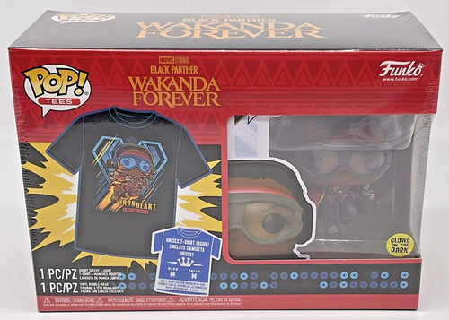 Black Panther Wakanda Forever Funko Pop + Tee Size Medium Glows Marvel