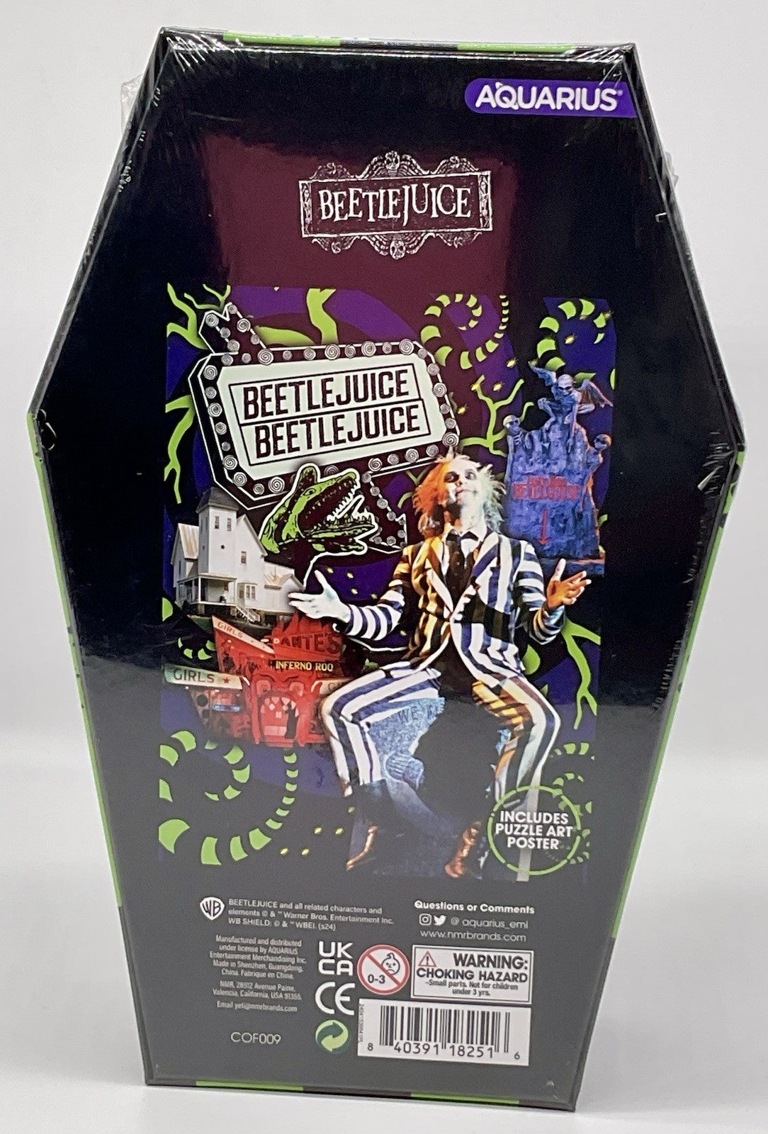 Beetlejuice 500 Piece Puzzle Coffin Box Puzzle Art Poster 14in x 19in Aquarius