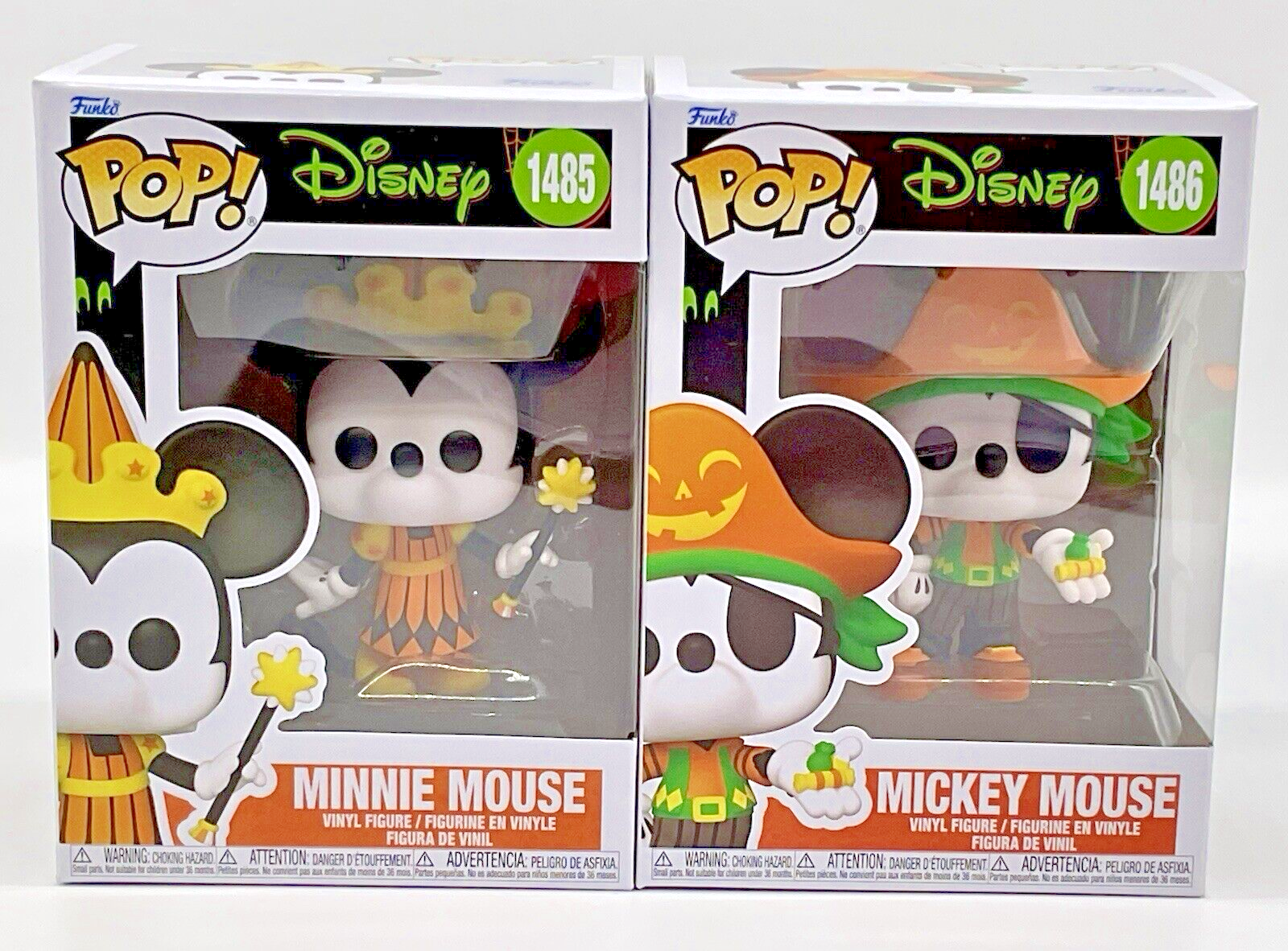Mickey Mouse Pop #1486 + Minnie Mouse Pop #1485 Funko Halloween  2 Piece Set