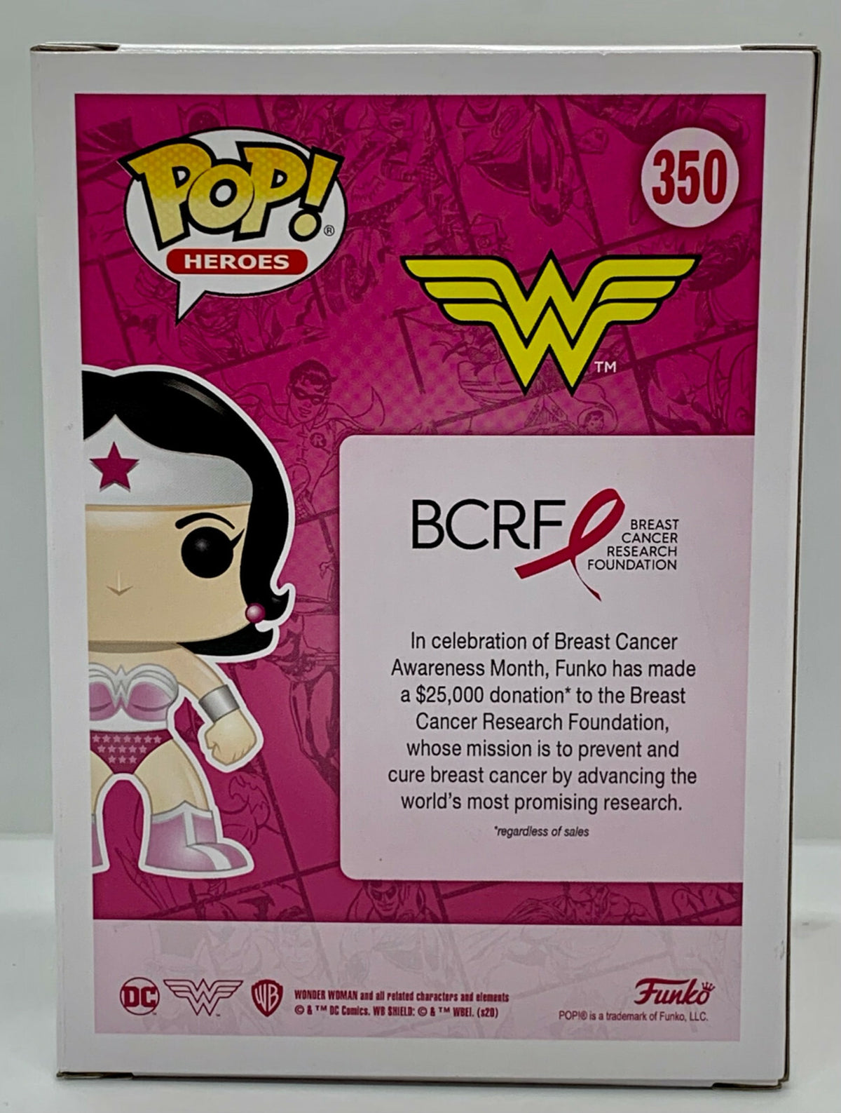 Wonder Woman Pop #350 DC Funko Pop Heroes 2020 Breast Cancer Awareness 