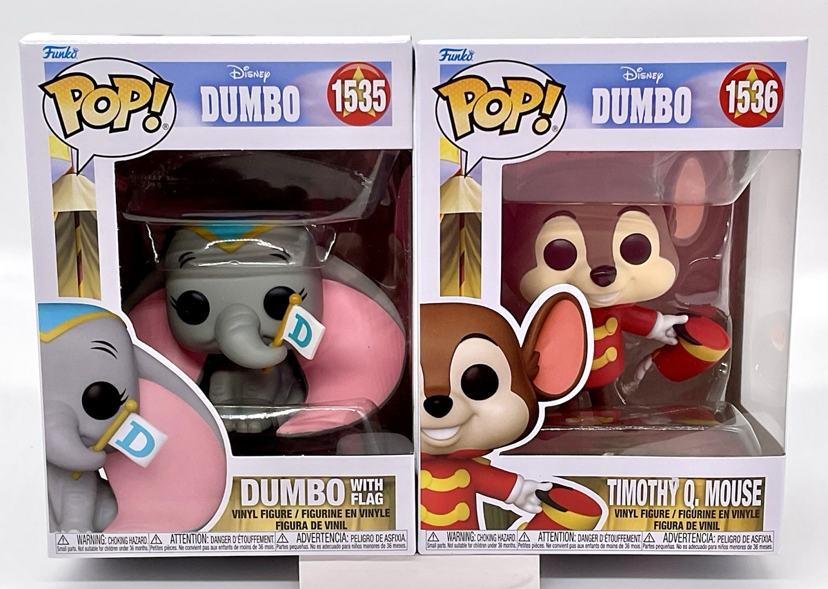 Dumbo Funko Pop Set Dumbo with Flag Pop #1535 & Timothy Q Mouse Pop #1536 Funko