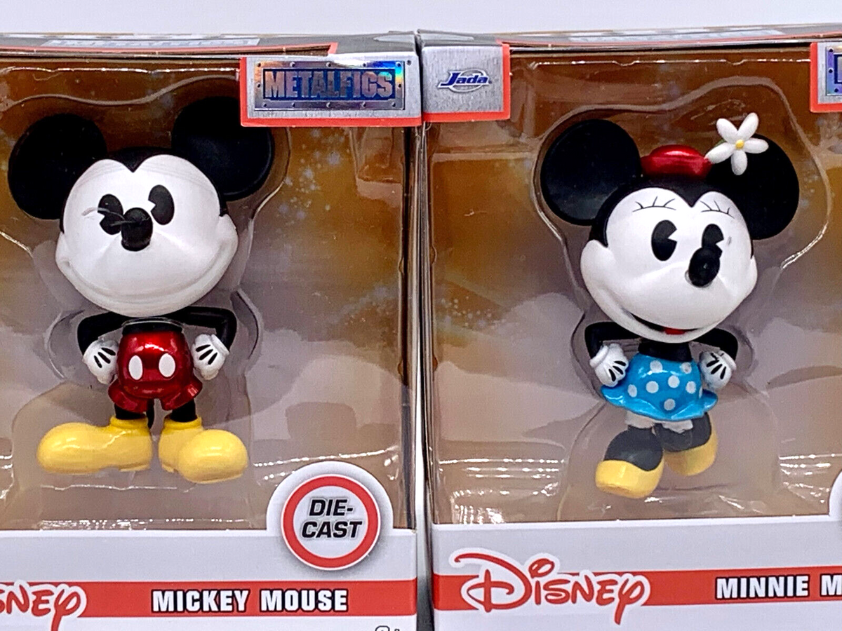 Disney Classic Mickey Mouse + Minnie Mouse 4" Die Cast Metal Figures Metalfigs