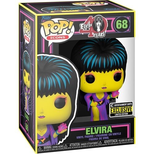 Elvira Pop #68 Black Light Elvira 40 Years Funko Pop Icons EE Exclusive 2022