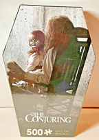 The Conjuring 500 Piece Puzzle Coffin Shaped Box includes Puzzle Art Poster