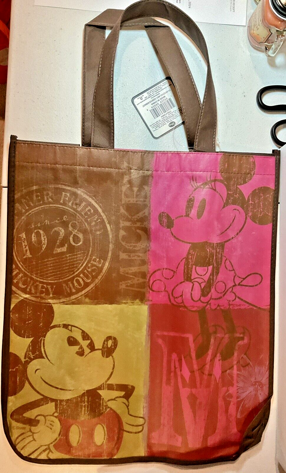 Mickey Mouse & Minnie Mouse Reusable Shopping Bag Disney New 13 x13 x 5 Disney