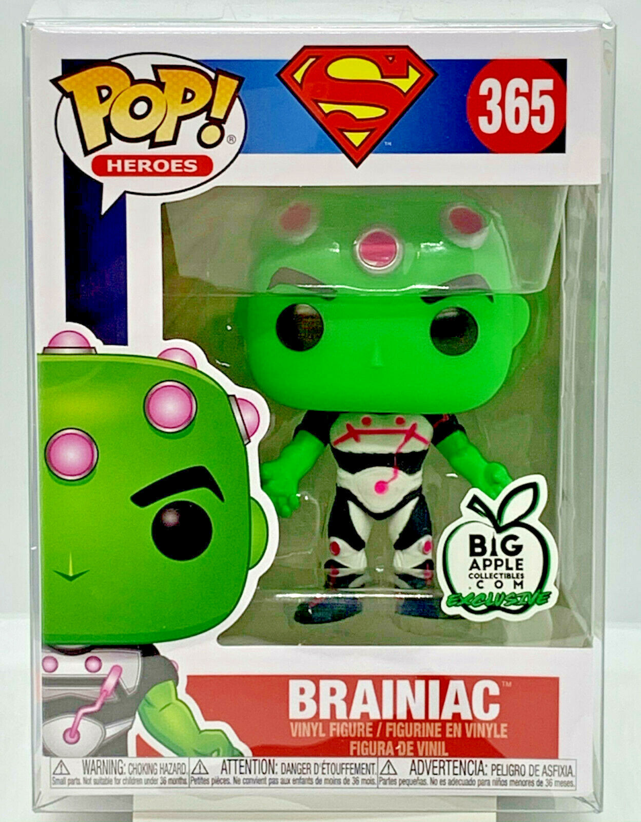 Brainiac Pop #365 Funko Pop Heroes Big Apple Collectibles Exclusive in Protector