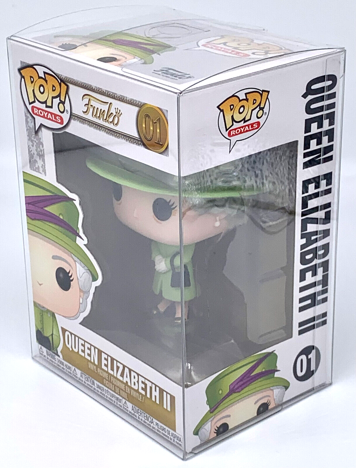 Queen Elizabeth II Pop #01 Green Suit Funko Pop Royals 2022 in Protector