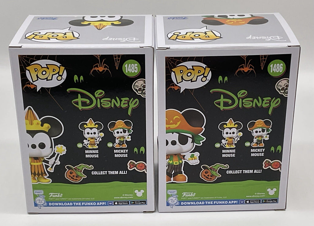 Mickey Mouse Pop #1486 + Minnie Mouse Pop #1485 Funko Halloween  2 Piece Set