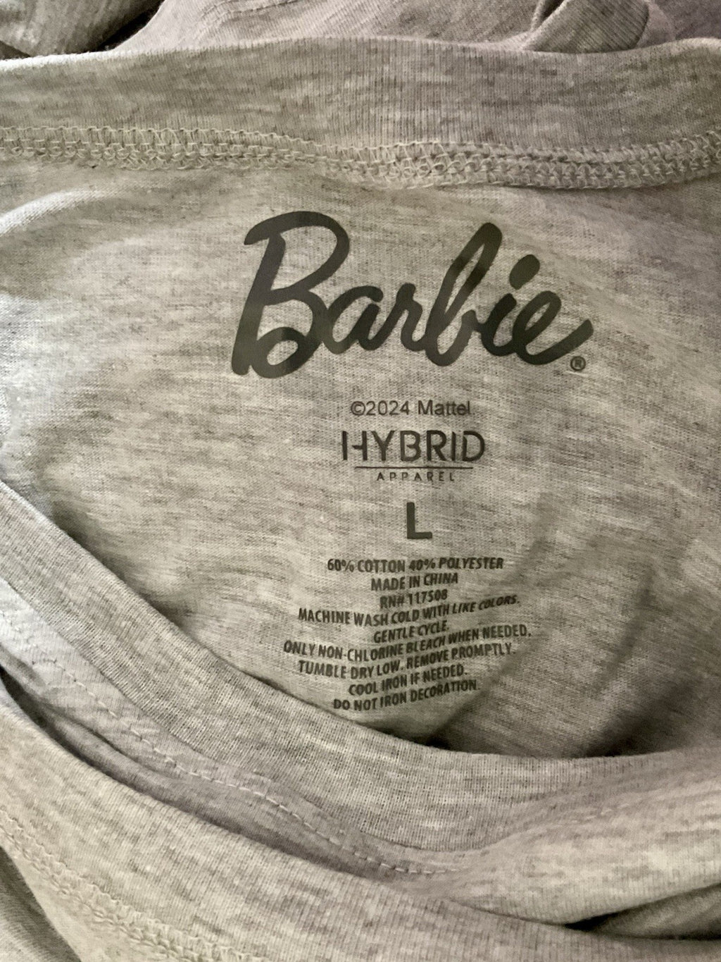 Barbie T-Shirt Unisex Adult Light Gray with Pink Ombre Letters "Barbie"