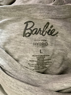 Barbie T-Shirt Unisex Adult Light Gray with Pink Ombre Letters "Barbie"