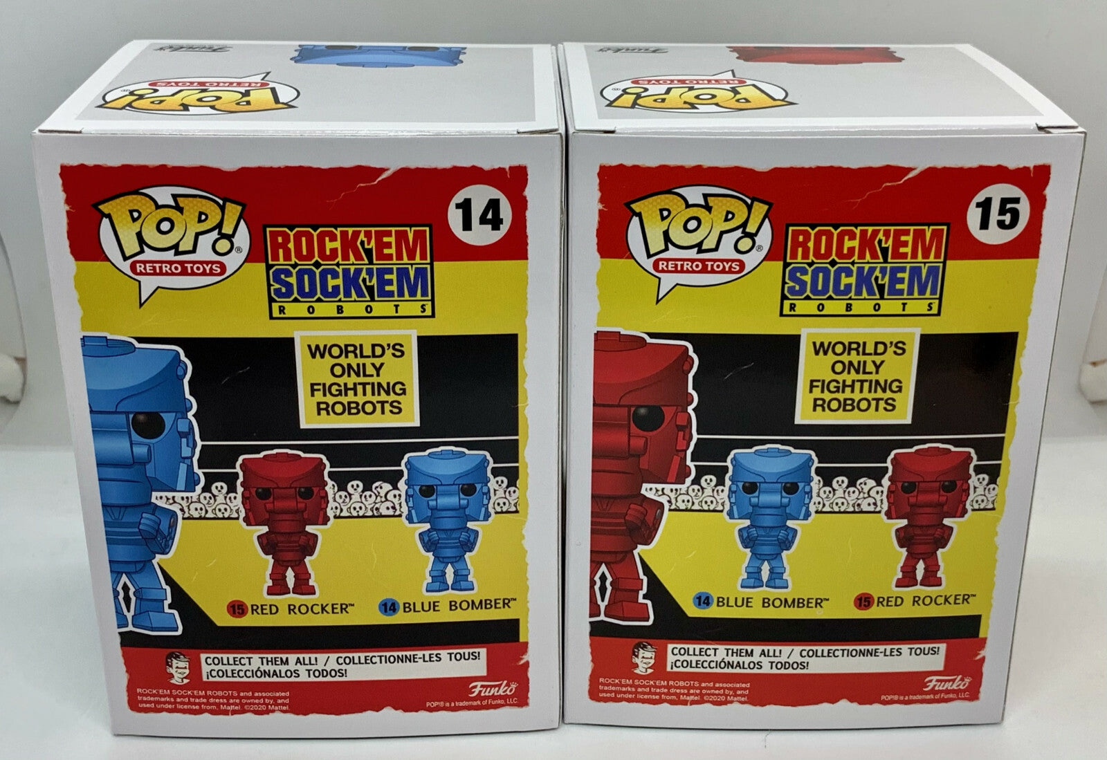 Rock Em Sock Em Robot Funko Pop Retro Toys 2 piece set Blue Bomber + Red Rocker