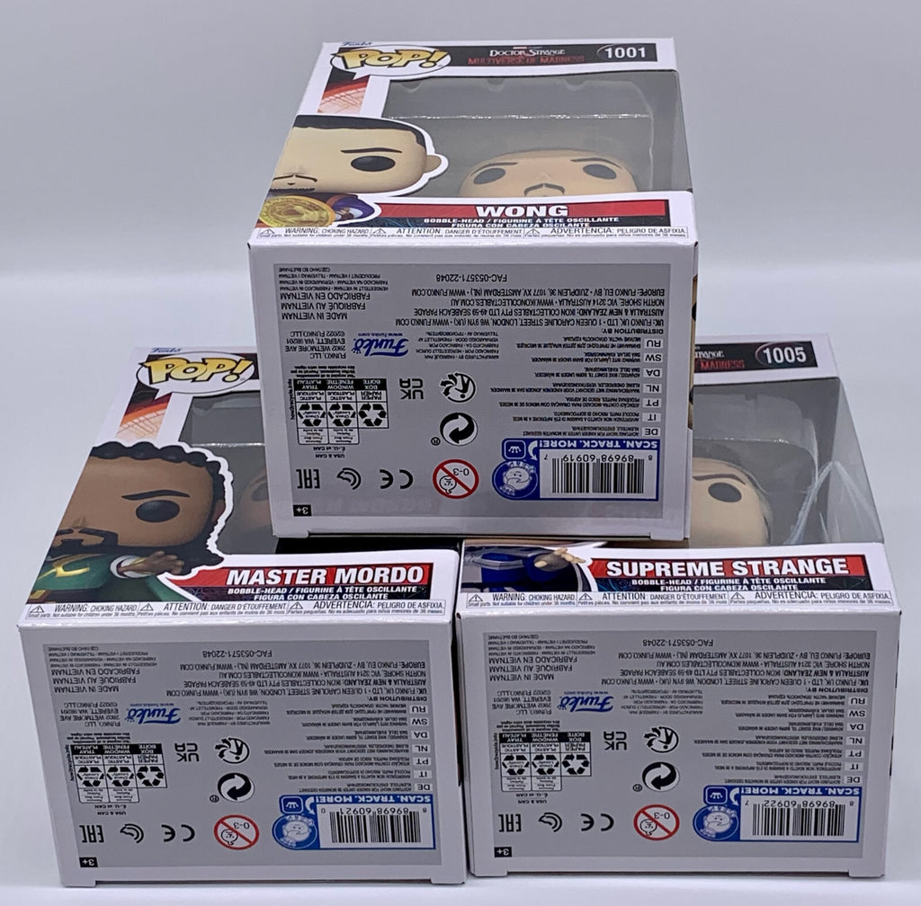 Doctor Strange 3 piece Funko Pop Set Wong, Master Mordo and Supreme Strange 2022