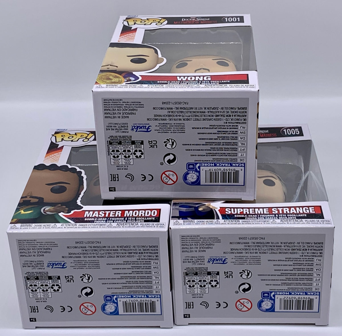 Doctor Strange 3 piece Funko Pop Set Wong, Master Mordo and Supreme Strange 2022