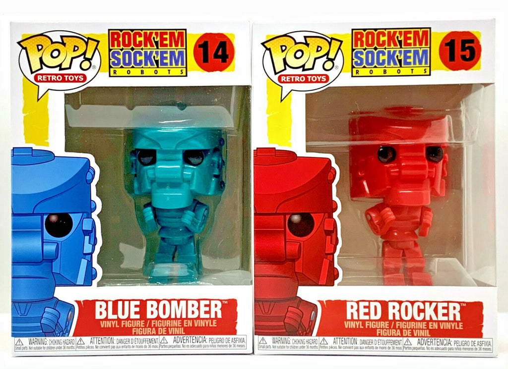 Rock Em Sock Em Robot Funko Pop Retro Toys 2 piece set Blue Bomber + Red Rocker