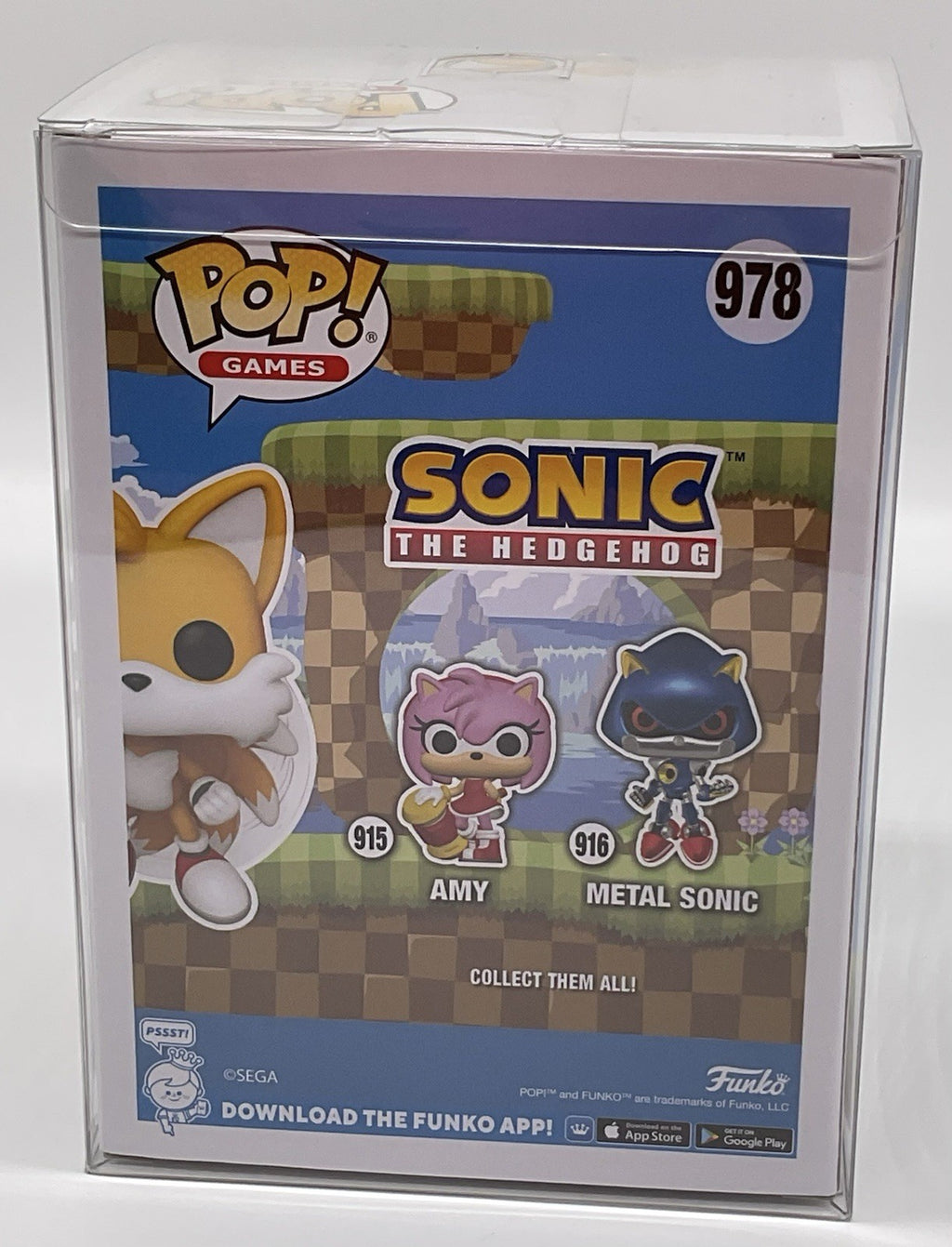 Tails Pop #978 Sonic the Hedgehog Funko Pop 2025 Chase Flocked in Pop Protector