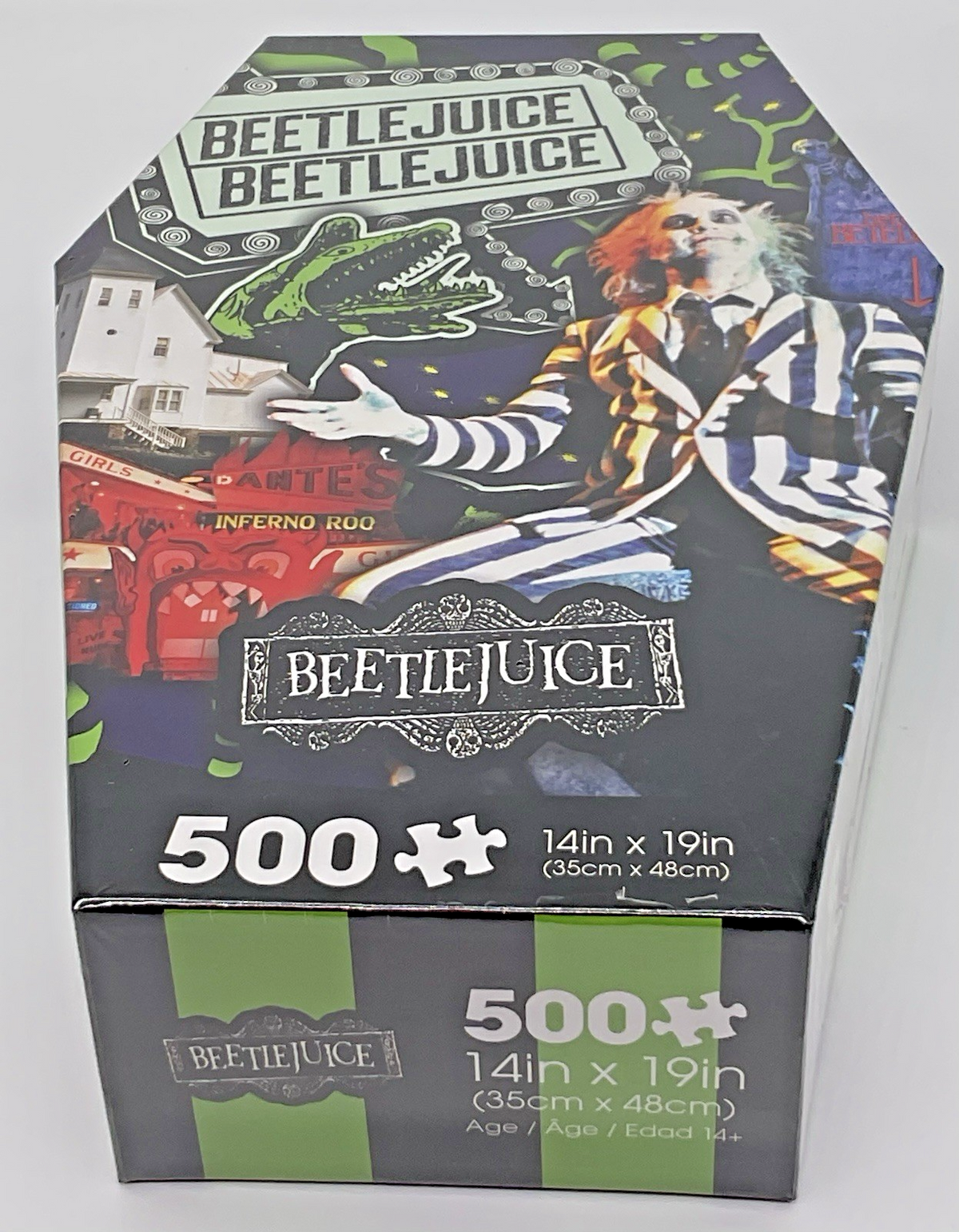 Beetlejuice 500 Piece Puzzle Coffin Box Puzzle Art Poster 14in x 19in Aquarius