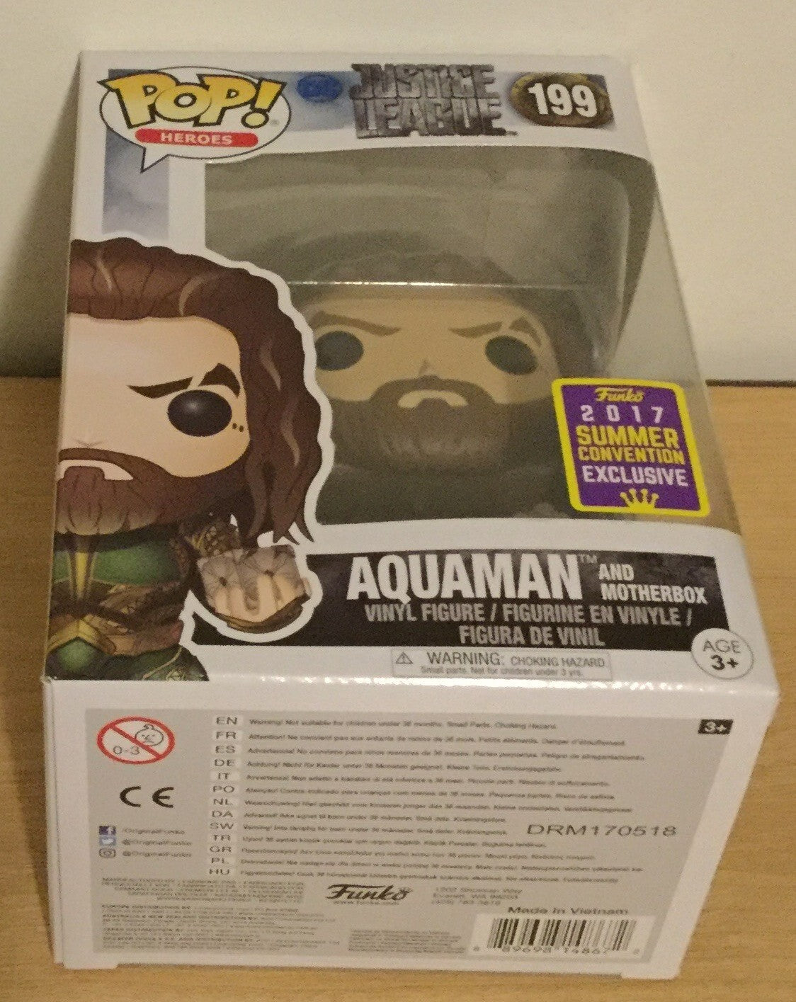 Aquaman Mother Box Pop #199 Justice League Funko 2017 Vaulted SDCC Summer Conv
