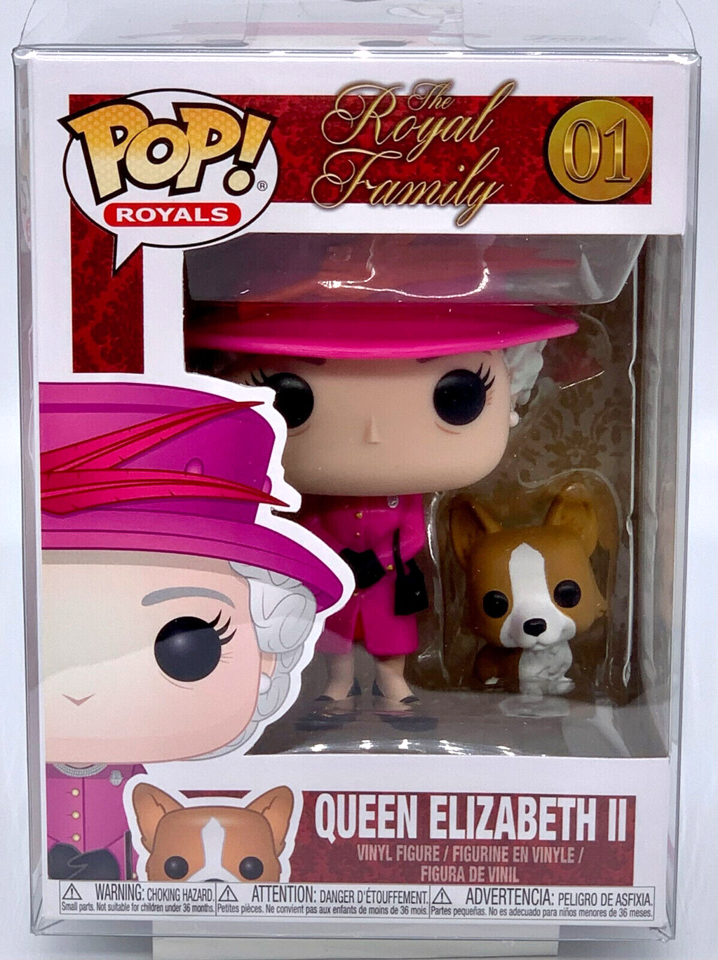 Queen Elizabeth II Pop #01 with Corgi Funko The Royal Family 2022 in Protector