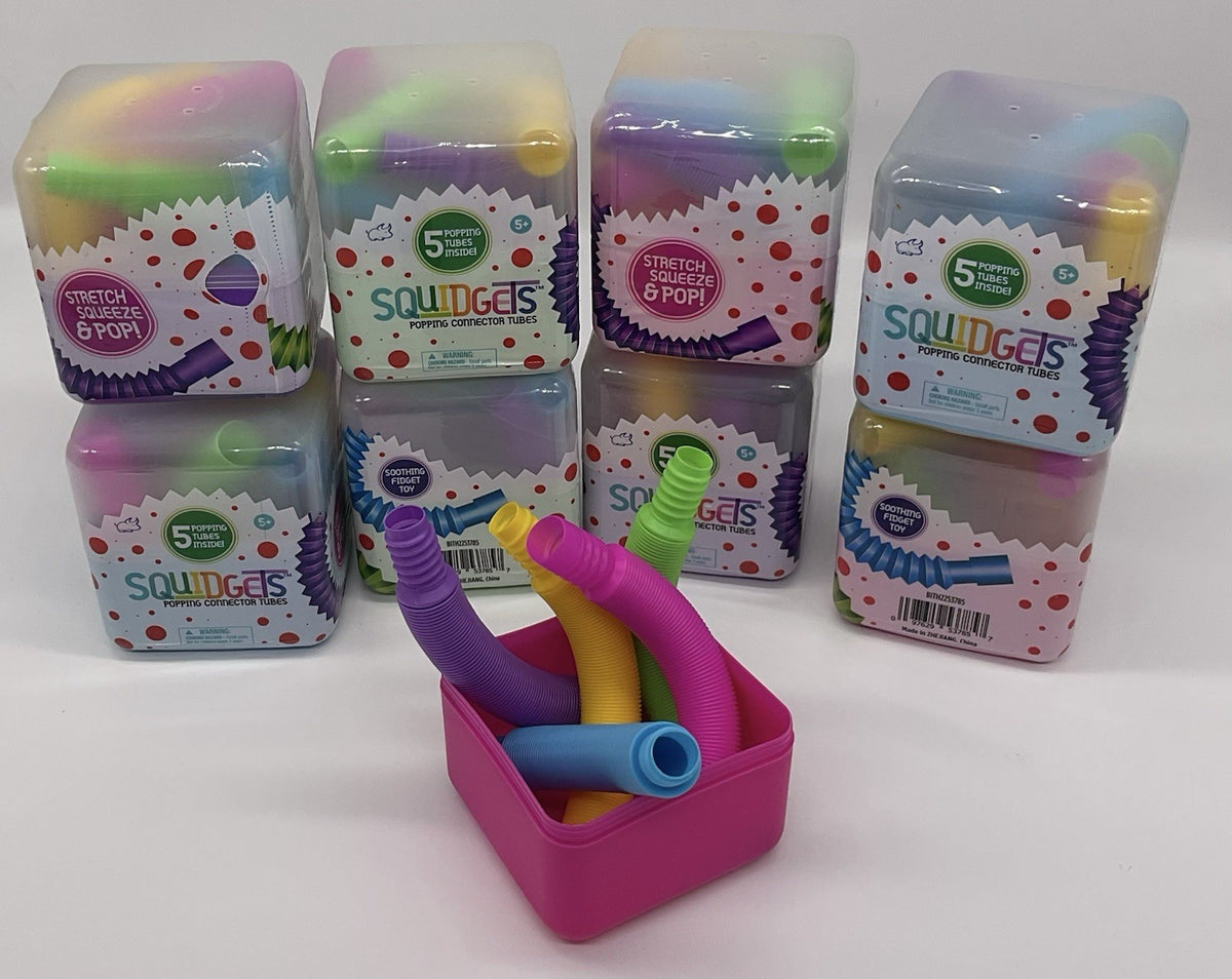 Squidgets Popping Connector Tubes Fidget Toy Set Of 2 Cubes - Each Cube 5 Tubes